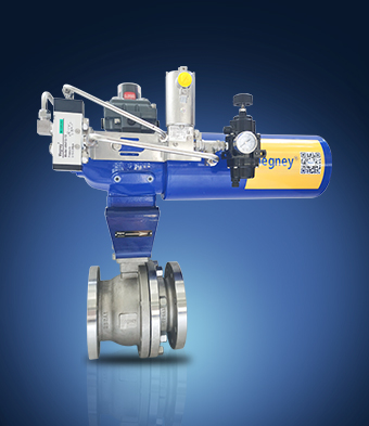 Angle stroke ball valve