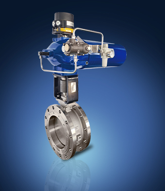 Angle stroke butterfly valve